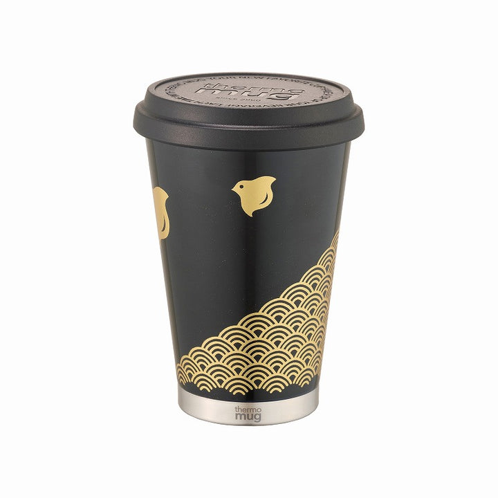 【漆】蒔絵 モバイルタンブラー ミニ｜URUSHI MAKIE MOBILE TUMBLER MINI（波千鳥 黒）